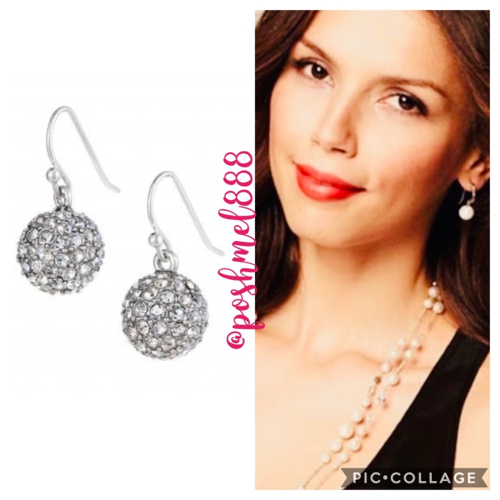 Stella & Dot | SILVER Handset Pavé Soirée Drop Earrings Crystal - Picture 3 of 6
